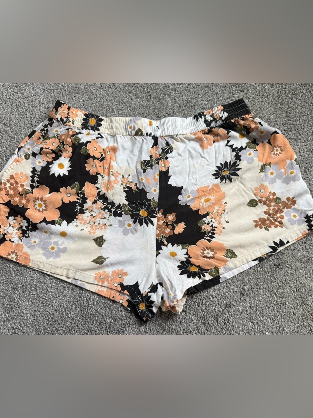 Volcom Peach & Black Floral Short-Shorts